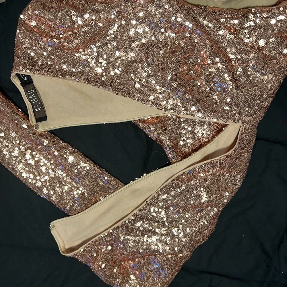 Hot Miami Styles Gold and Cream Bodysuit with Luxe Details - Picture 5 of 5